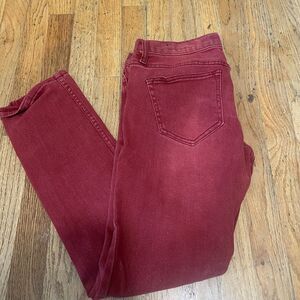 Hot Topic Rude Burgundy Red Acid Wash Skinny Jeans 30x32